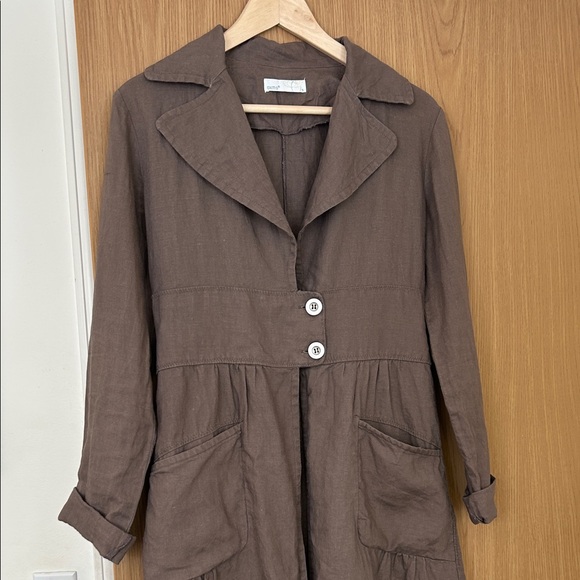 Vintage 100% Linen Long Jacket - Picture 6 of 7